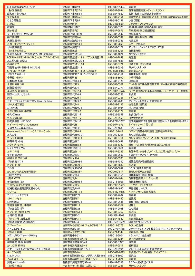 取扱店一覧　第4弾ウラ