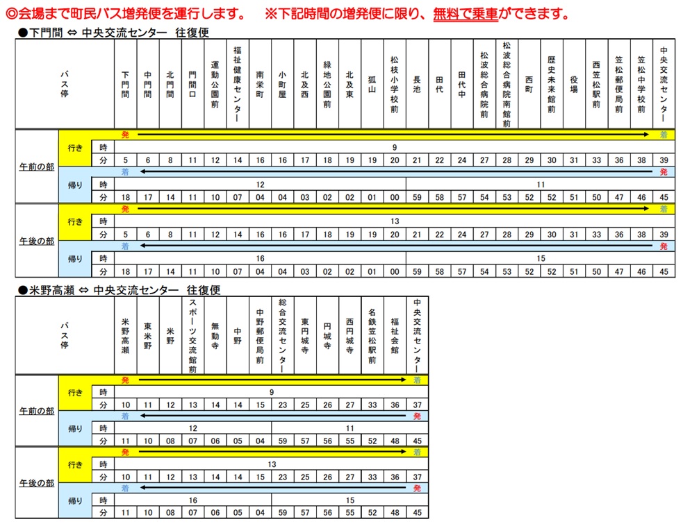 R7臨時バス運行時刻表 R7臨時バス運行時刻表